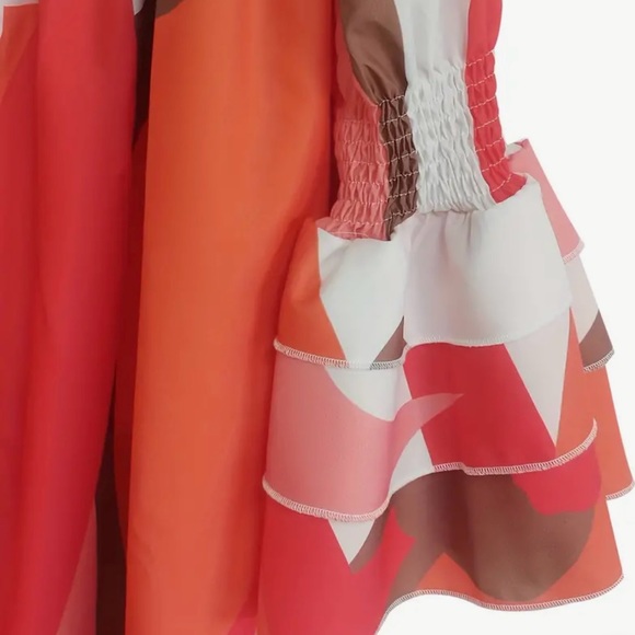 Abstract Print Ruffle Dress - Picture 3 of 7